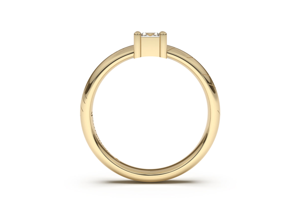 Princess Classic Slim Elvish Engagement Ring, Yellow Gold