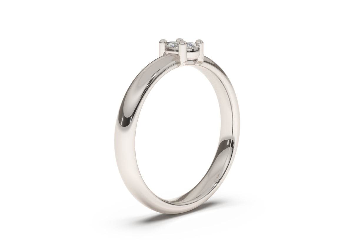 Oval Contemporary Slim Engagement Ring, White Gold & Platinum