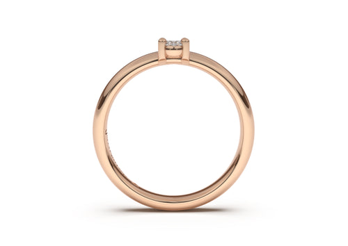 Oval Contemporary Slim Engagement Ring, Red Gold