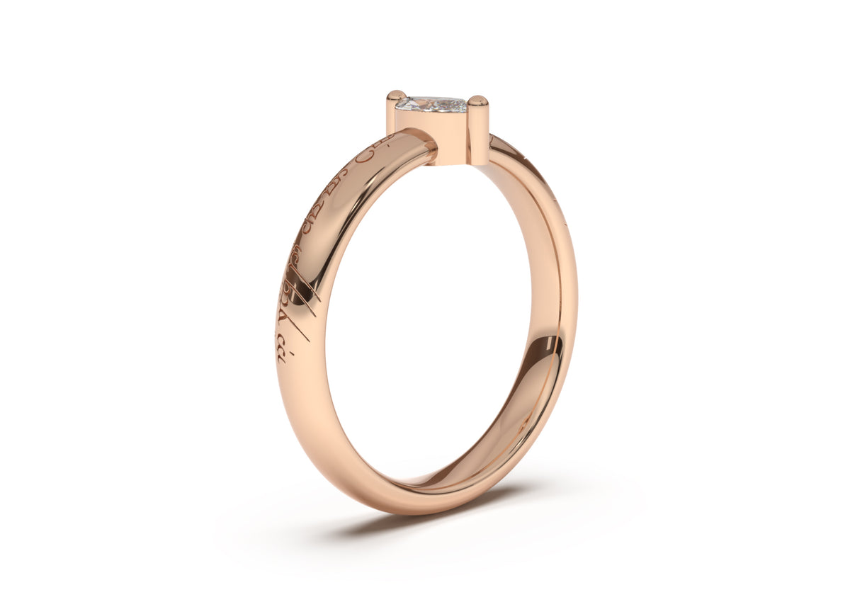 Marquise Classic Slim Elvish Engagement Ring, Red Gold