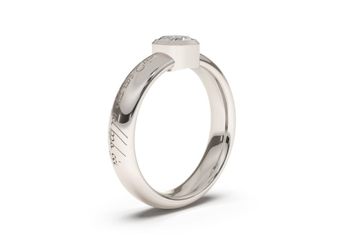 Cushion Modern Elvish Engagement Ring, White Gold & Platinum