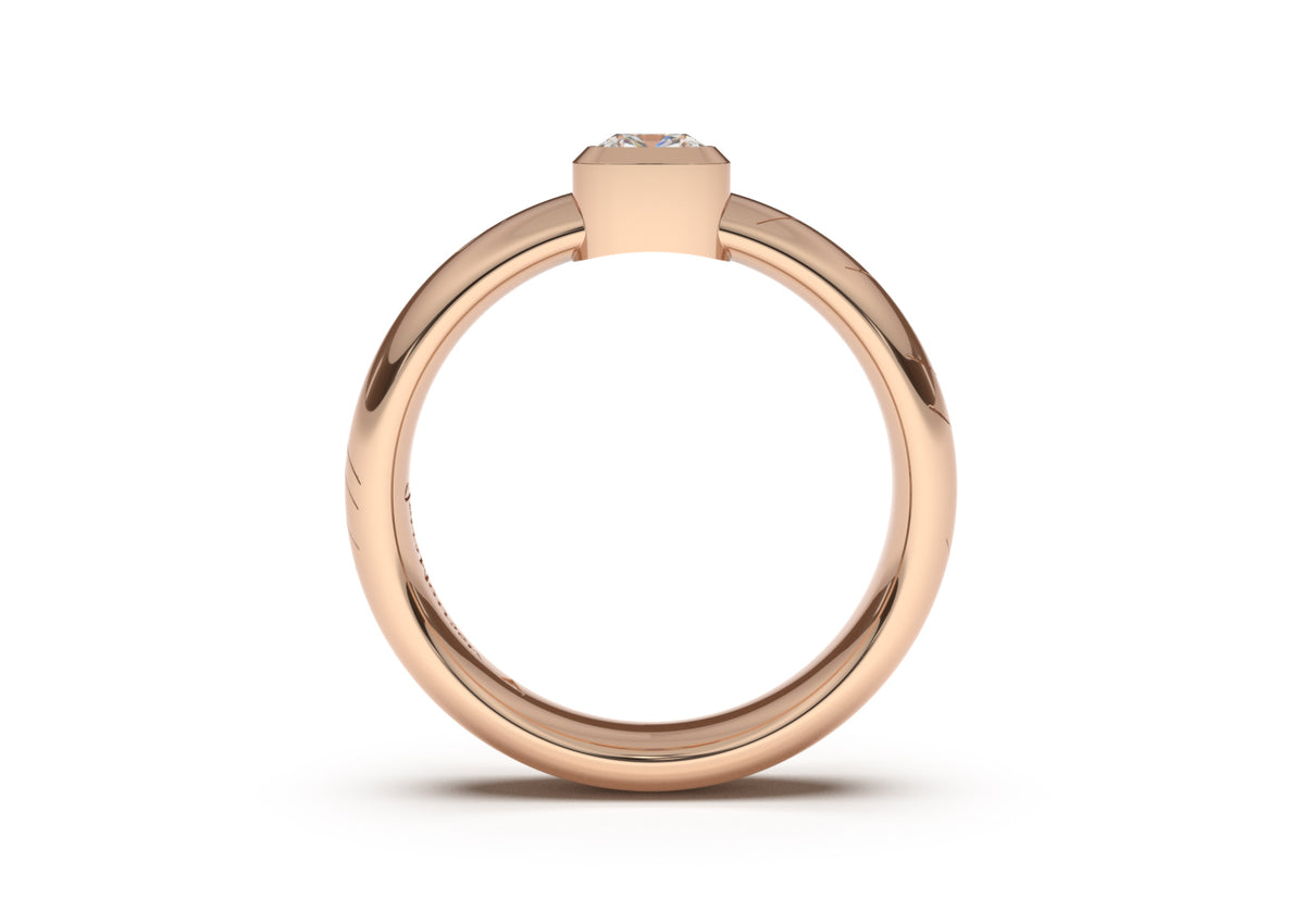 Cushion Modern Elvish Engagement Ring, Red Gold