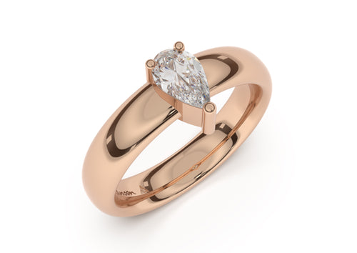 Pear Classic Engagement Ring, Red Gold