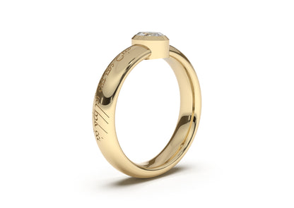 Oval Modern Elvish Engagement Ring, Yellow Gold