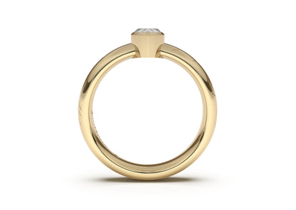 Pear Modern Elvish Engagement Ring, Yellow Gold