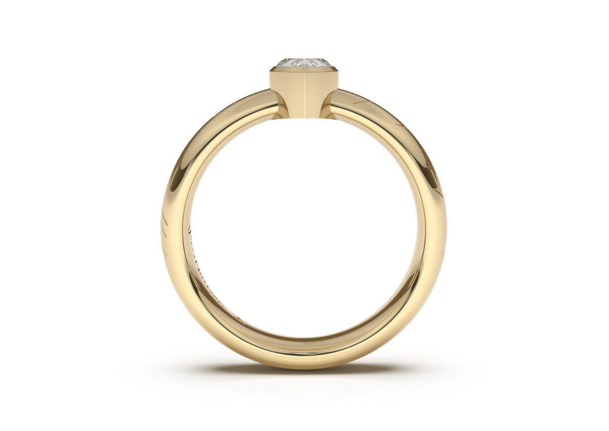 Pear Modern Elvish Engagement Ring, Yellow Gold