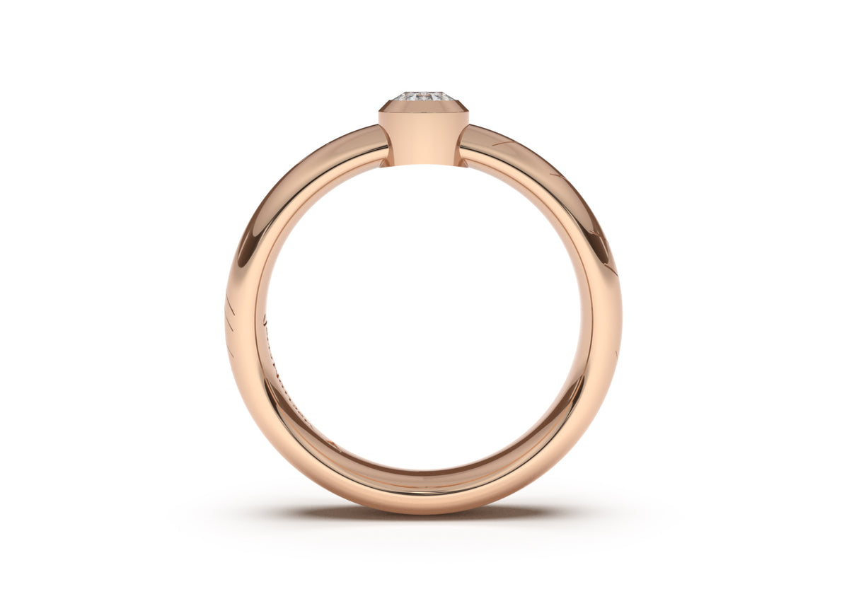 Oval Modern Elvish Engagement Ring, Red Gold