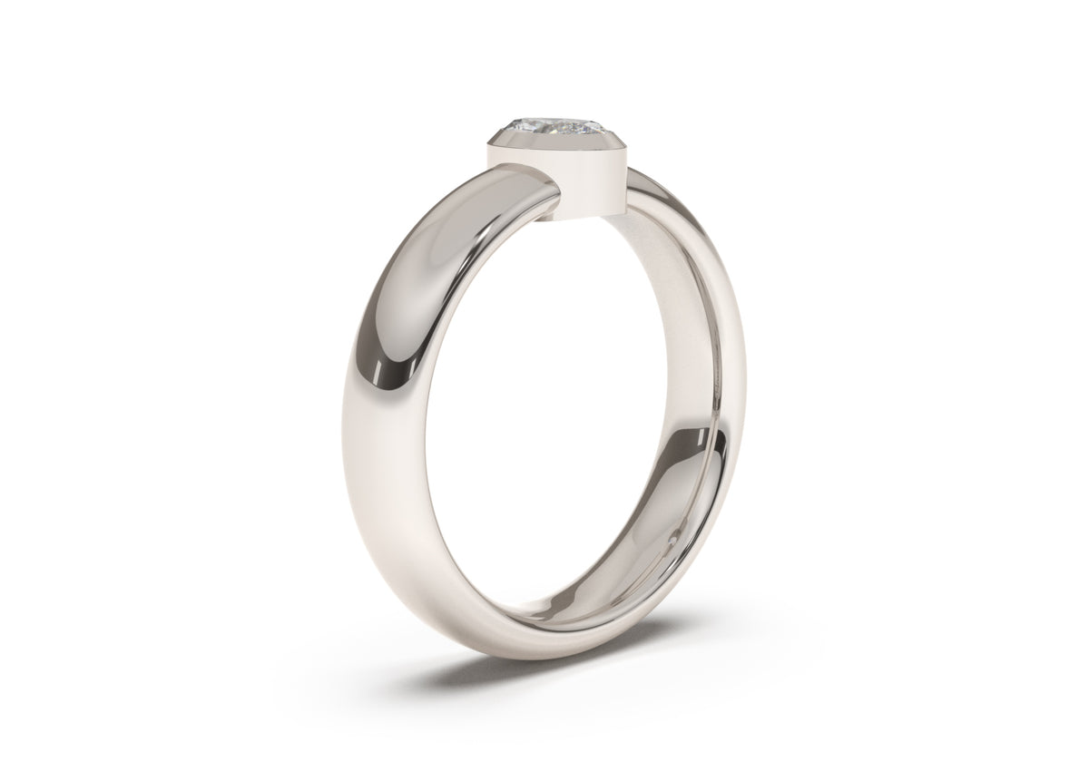 Oval Modern Engagement Ring, White Gold & Platinum