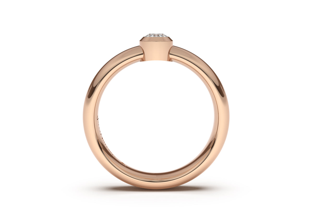 Oval Modern Engagement Ring, Red Gold