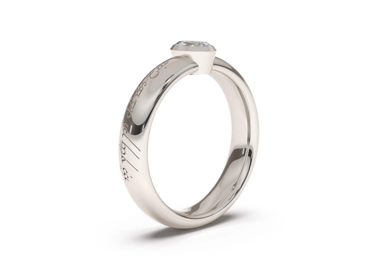 Oval Elegant Elvish Engagement Ring, White Gold & Platinum