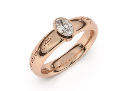 Oval Elegant Elvish Engagement Ring, Red Gold