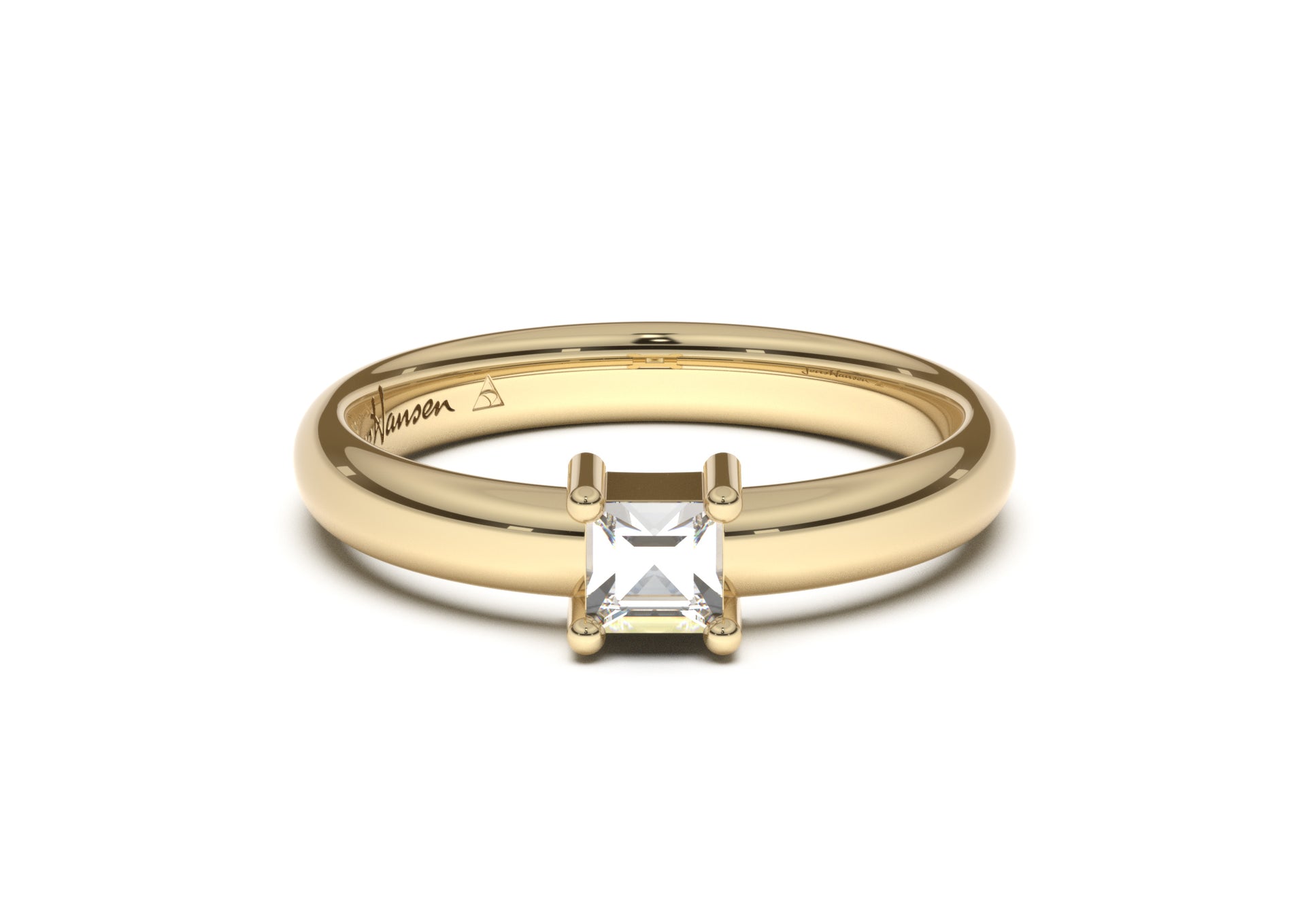Princess Classic Slim Engagement Ring, Yellow Gold