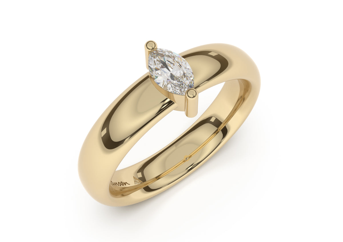 Marquise Classic Engagement Ring, Yellow Gold