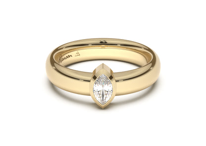 Marquise Modern Engagement Ring, Yellow Gold