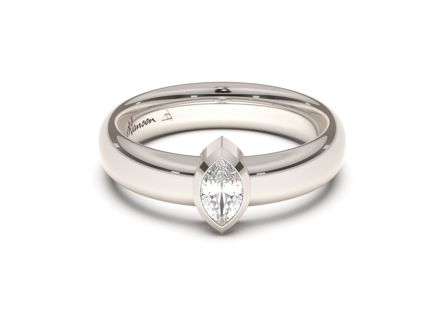 Marquise Modern Engagement Ring, White Gold & Platinum