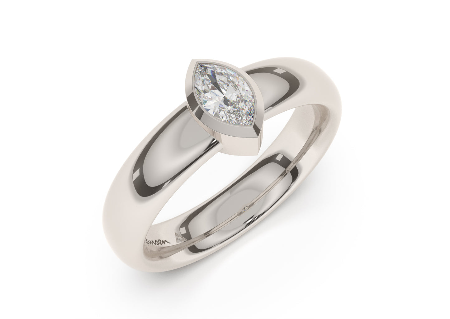 Marquise Modern Engagement Ring, White Gold & Platinum