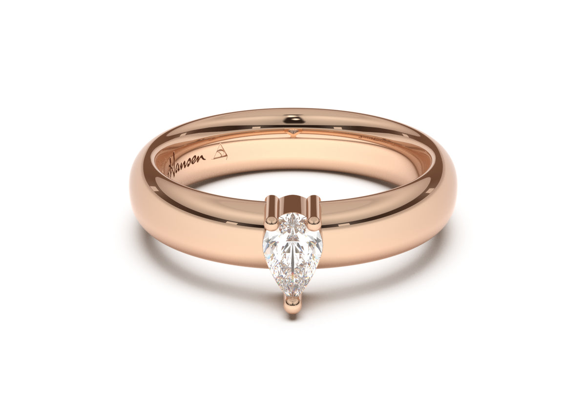 Pear Classic Engagement Ring, Red Gold
