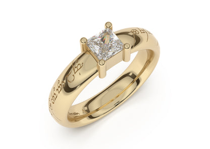 Princess Classic Elvish Engagement Ring, Yellow Gold