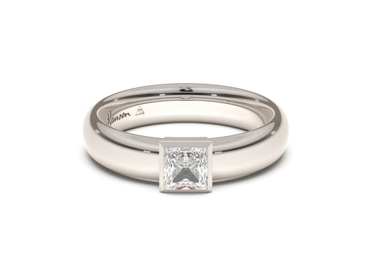 Princess Elegant Engagement Ring, White Gold & Platinum