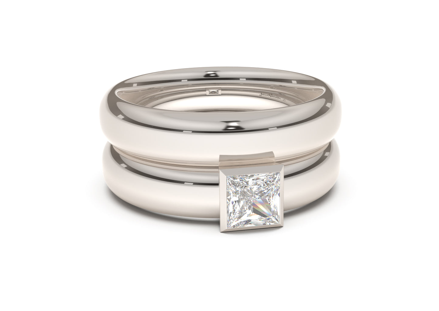 Princess Elegant Engagement Ring, White Gold & Platinum