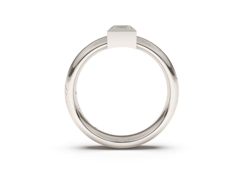 Princess Modern Elvish Engagement Ring, White Gold & Platinum