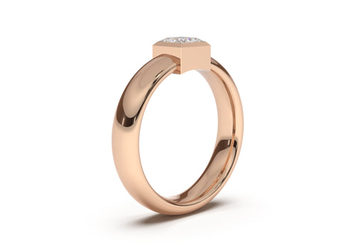Princess Modern Engagement Ring, Red Gold
