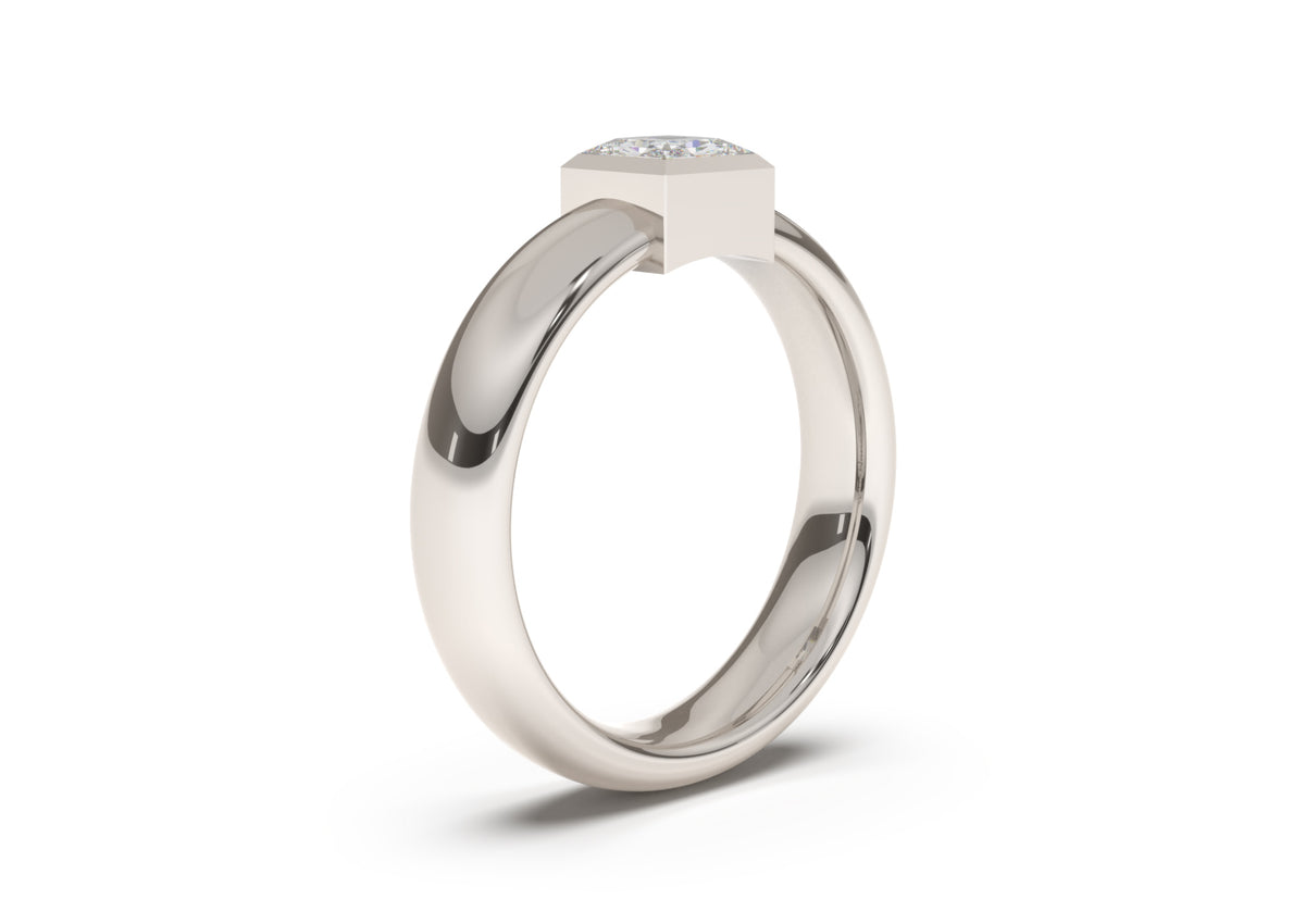 Princess Modern Engagement Ring, White Gold & Platinum