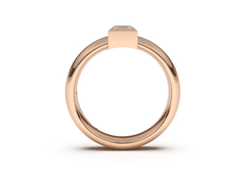 Princess Modern Engagement Ring, Red Gold