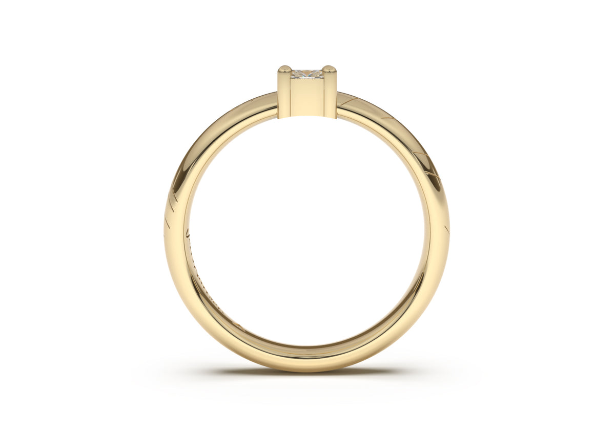 Cushion Classic Slim Elvish Engagement Ring, Yellow Gold